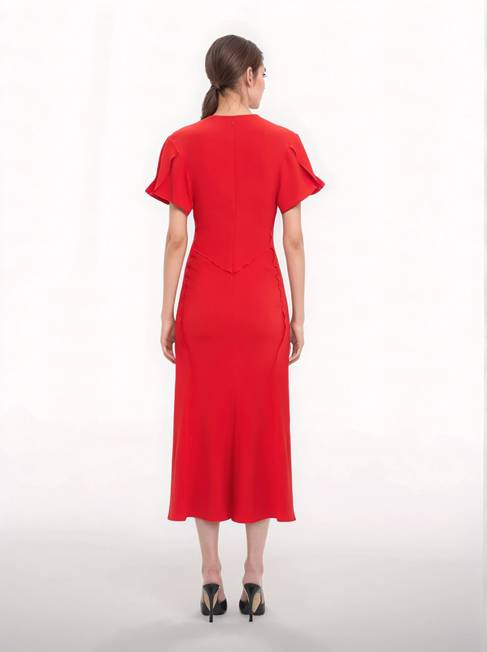 Gathered midi dress Victoria Beckham Gathered Midi Dress -Ottodisanpietro 1125WDR005195B TOMATO VICTORIA BECKHAM dress OTTODISANPIETRO 2 3