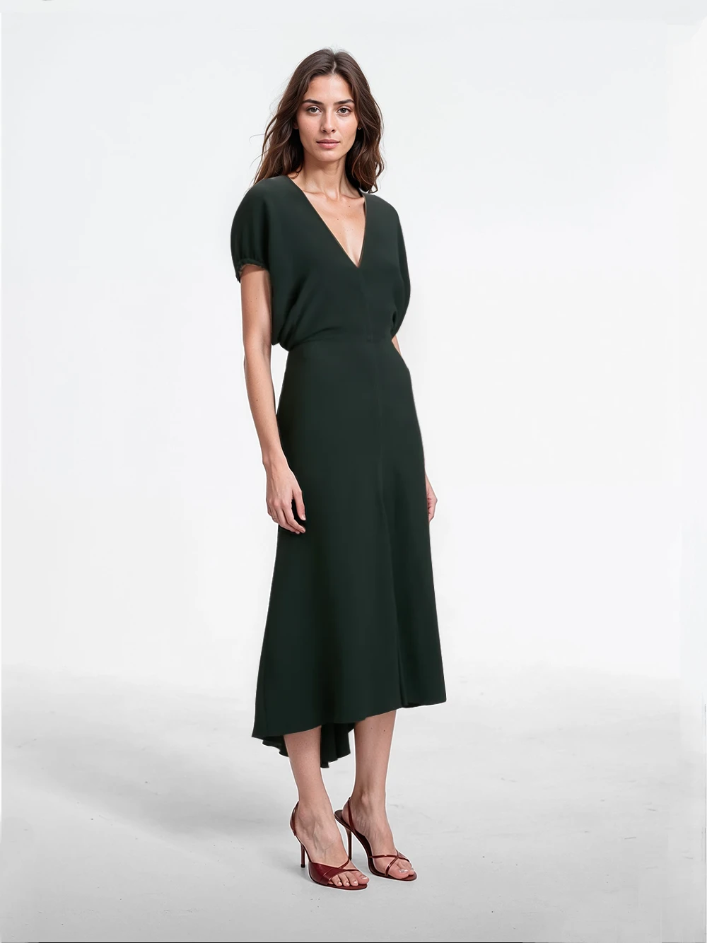Blouson midi dress Victoria Beckham Blouson Midi Dress -Ottodisanpietro 1325WDR006381A DARK PINE Victoria Beckham dress OTTODISANPIETRO 2