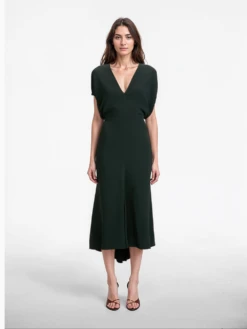 Victoria Beckham Blouson Midi Dress 3 Victoria Beckham Blouson Midi Dress -Ottodisanpietro 1325WDR006381A DARK PINE Victoria Beckham dress OTTODISANPIETRO 3