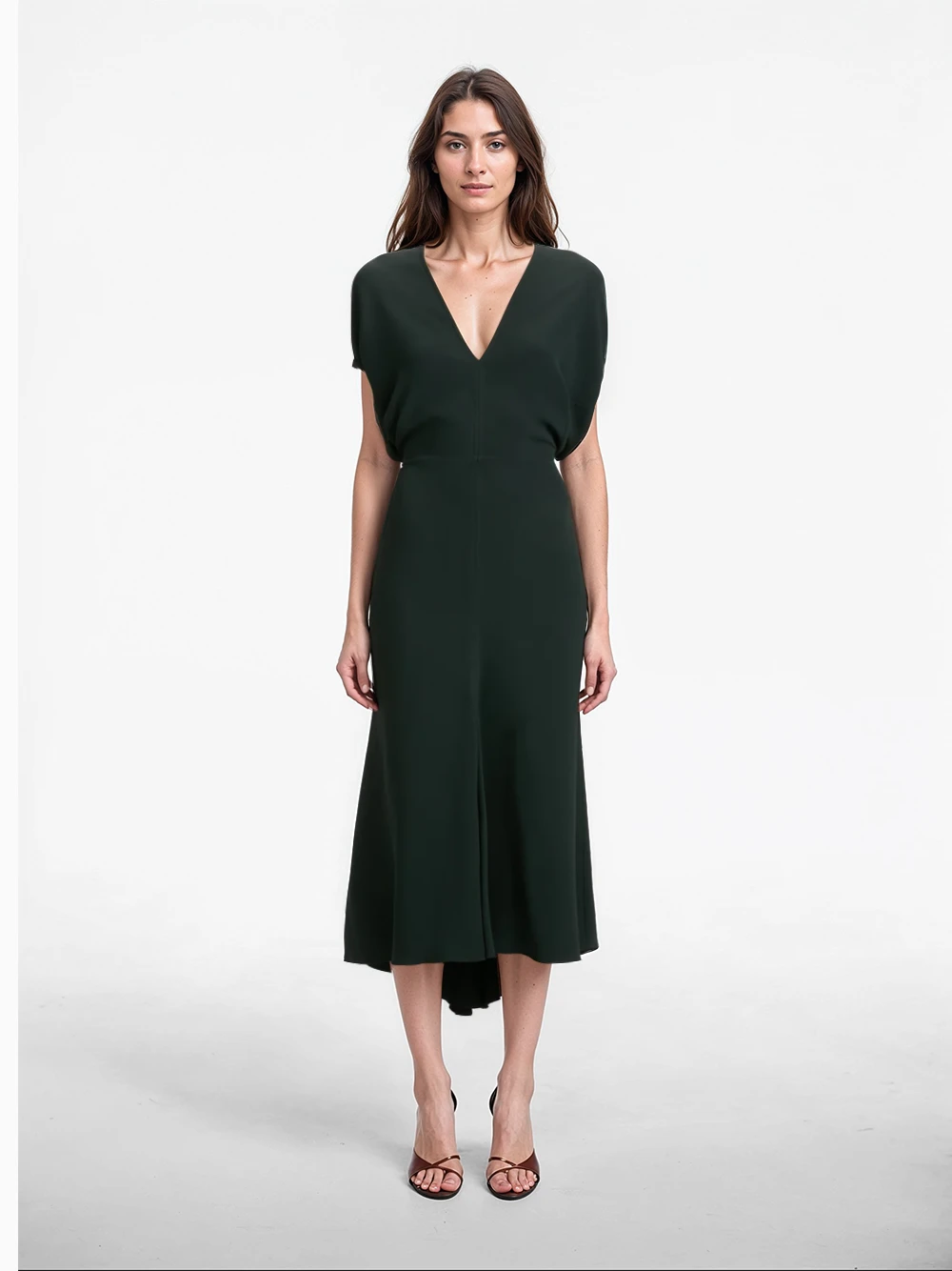 Blouson midi dress Victoria Beckham Blouson Midi Dress -Ottodisanpietro 1325WDR006381A DARK PINE Victoria Beckham dress OTTODISANPIETRO 3