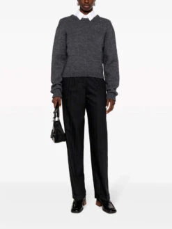 Miu Miu Pinstripe Herringbone Wool Trousers -Ottodisanpietro M038670 trousers miu miu OTTODISANPIETRO 01