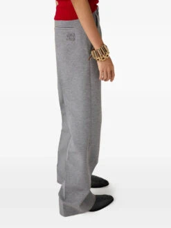 Miu Miu Embroidered-logo Trousers -Ottodisanpietro miu miu trousers ottodisanpietro MP1931 SOOO 18FQ F0031 3